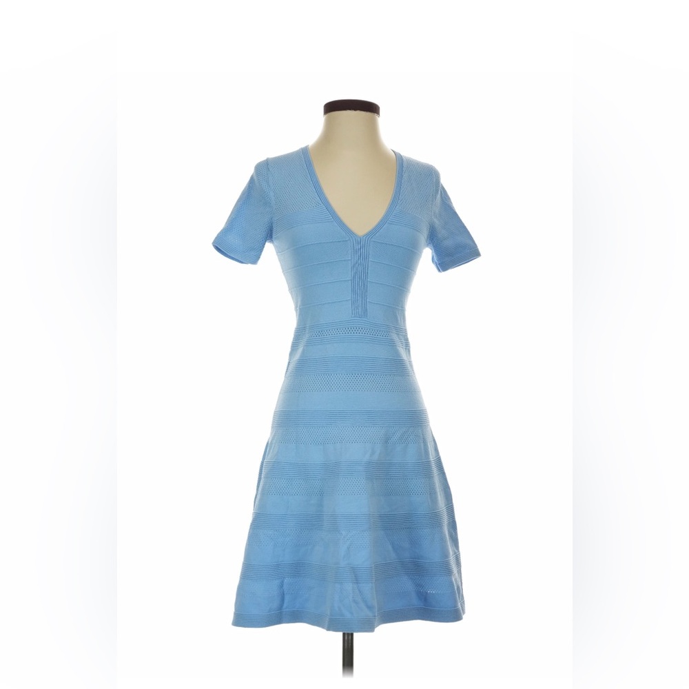 Sandro size 1 Blue V-Neck Knit Fit & Flare Dress